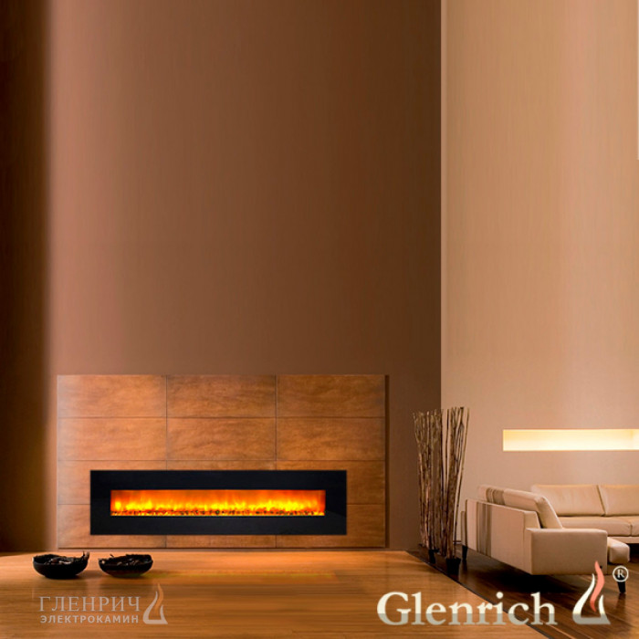 Настенный камин Genius 240 black glass - Гленрич [Электрокамин Гениус 240 - Glenrich]