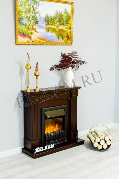 Электрокамин Boston standard с очагом Аspen Black с очагом Majestic FX M Brass/Black с очагом Fobos FX M Black
